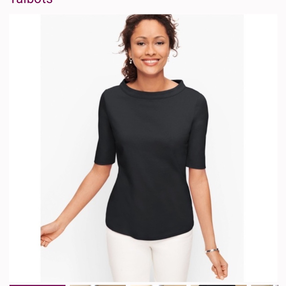 Talbots Women's Classic Button Back Black Blouse